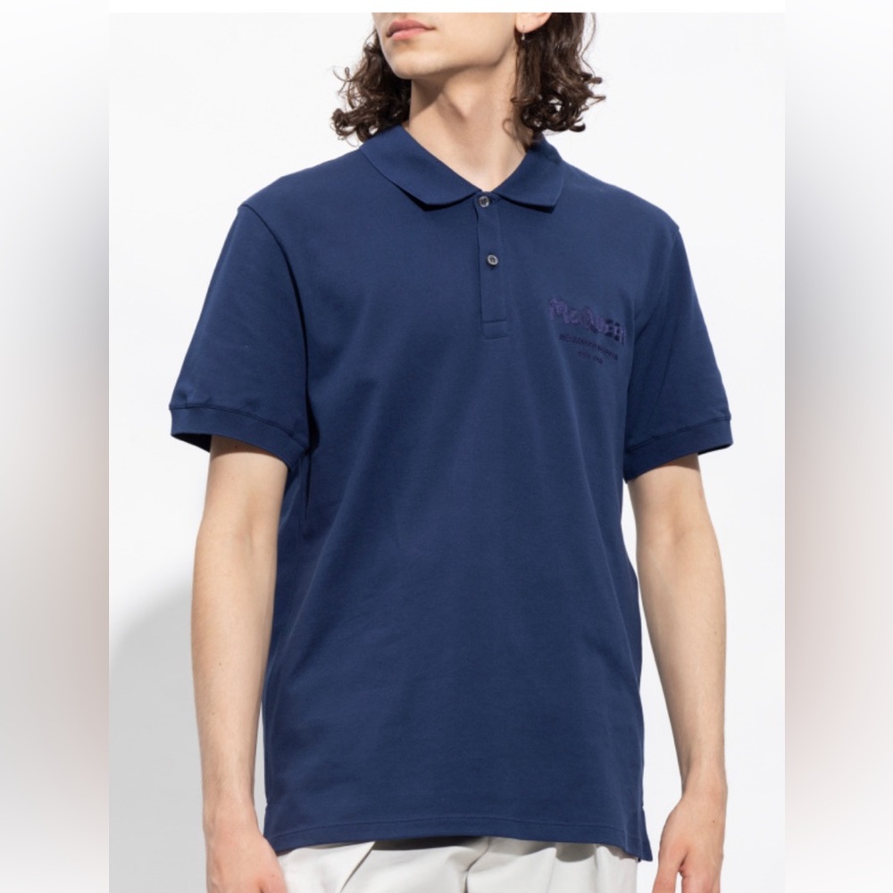 ALEXANDER MCQUEEN LOGO EMBROIDERED POLO SHIRT LARGE NEW